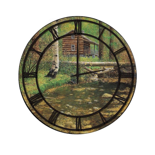 Unbranded "Autumn Hideaway" Full Coverage Art and Black Numbers Imaged Wall Clock