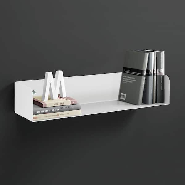 SHOWCASE 31.5 in. x 5.9 in. x 4.5 in. White Steel Decorative Wall Shelf with Brackets