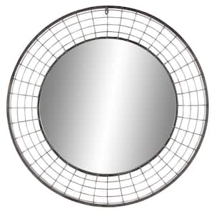 Medium Round Gray Contemporary Mirror (36 in. H x 38 in. W)