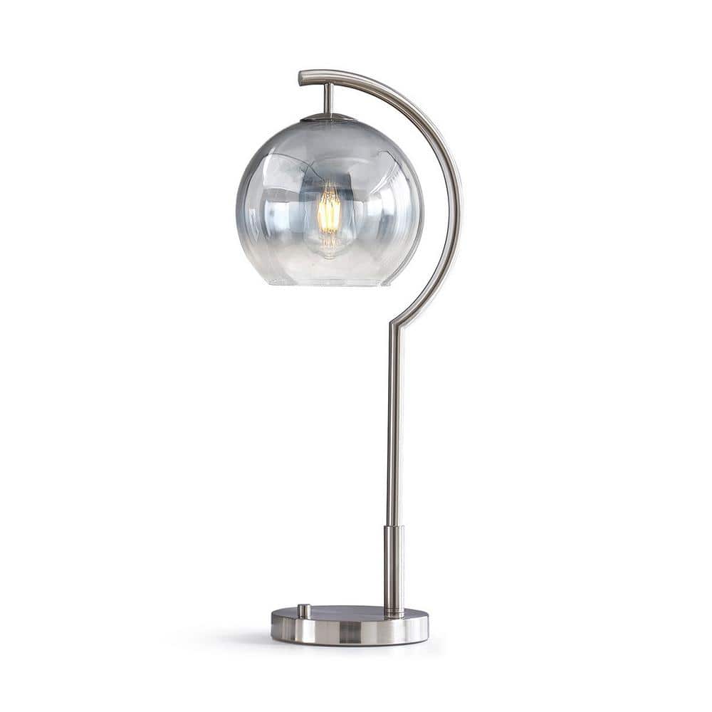 Metro 26.5 in. H Table Lamp Brushed Nikcle Glass Chrome Globe