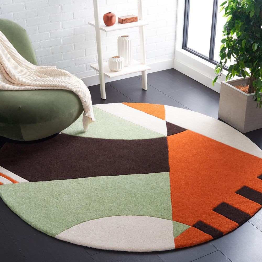 Rodeo Drive 6 ft. x 6 ft. Round Green/Brown Abstract Geometric Area Rug price history on PriceWatchPro