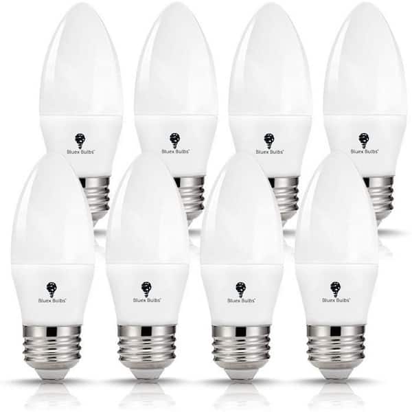 BLUEX BULBS 60-Watt Equivalent B11 E26 LED Light Bulb 4000K Cool White (8-Pack)