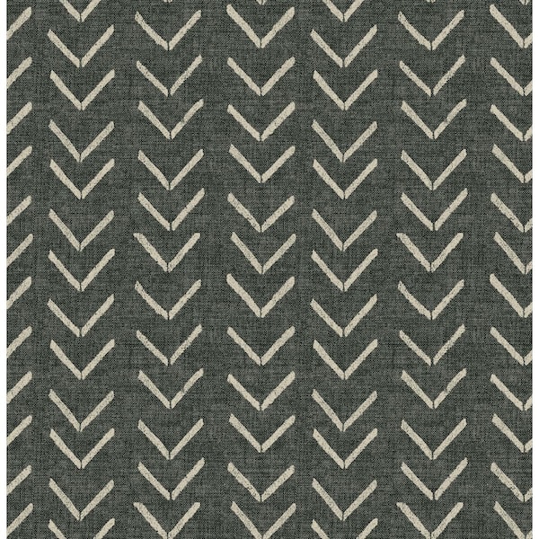 SURFACE STYLE Bogolan Sky Ebony Vinyl Peel and Stick Wallpaper Roll (Covers 30.75 sq. ft.)