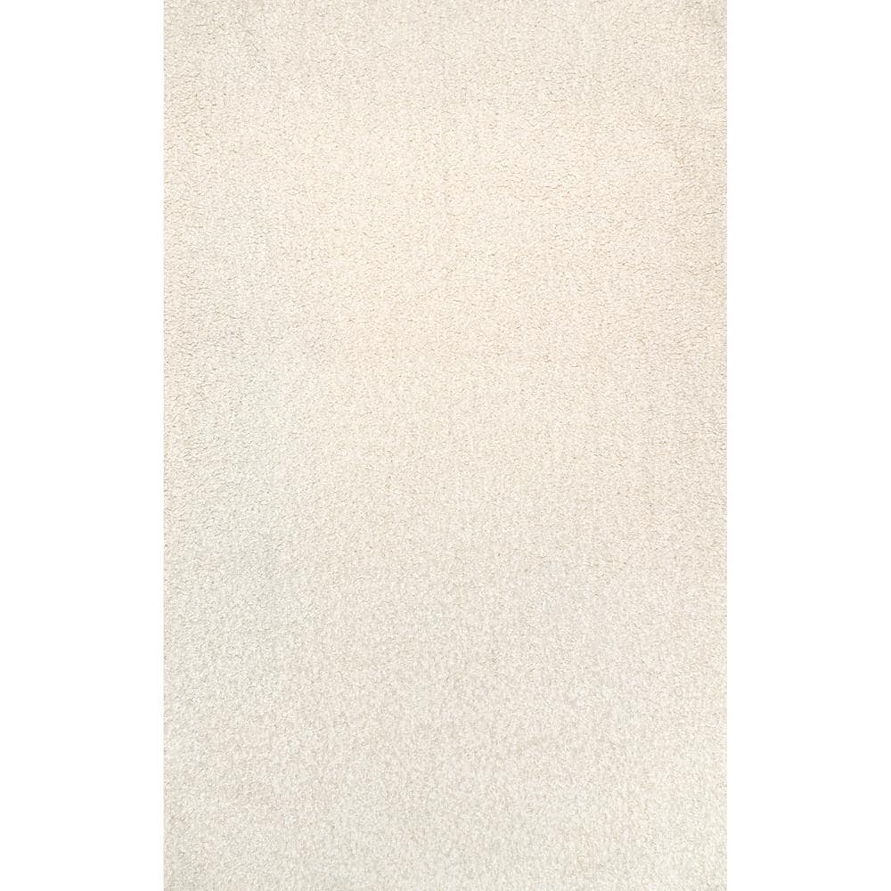 Soft Shaggy 5' x 8' White Synthetic Sheepskin Washable Rug
