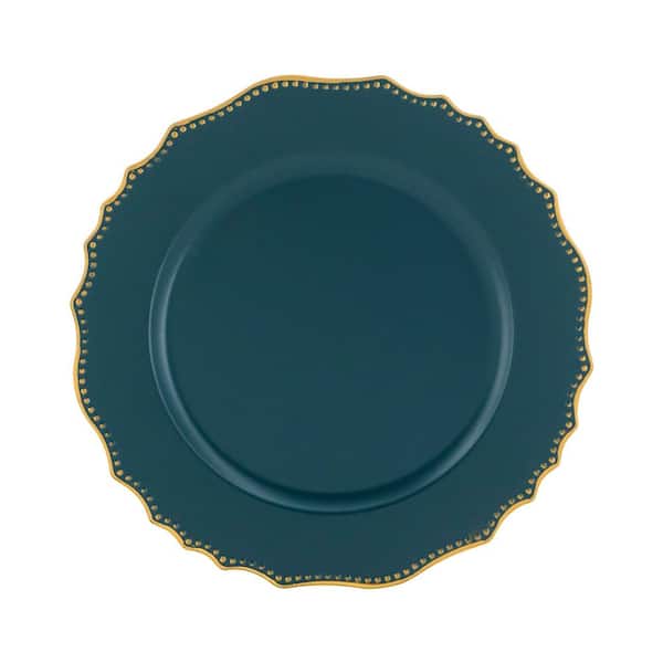 Blue Round Polypropylene 13 in. Decorative Platter (Set of 8)