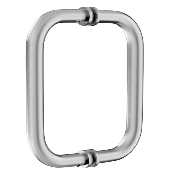 8 in. Shower Door Handle Brushed Nickel Stainless Steel Back-to-Back Tubular Grip for Frameless Glass Doors 1-Pair