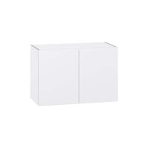 Fairhope Bright White Slab Assembled Wall Bridge Kitchen Cabinet (30 in. W x 20 in. H x 14 in. D)