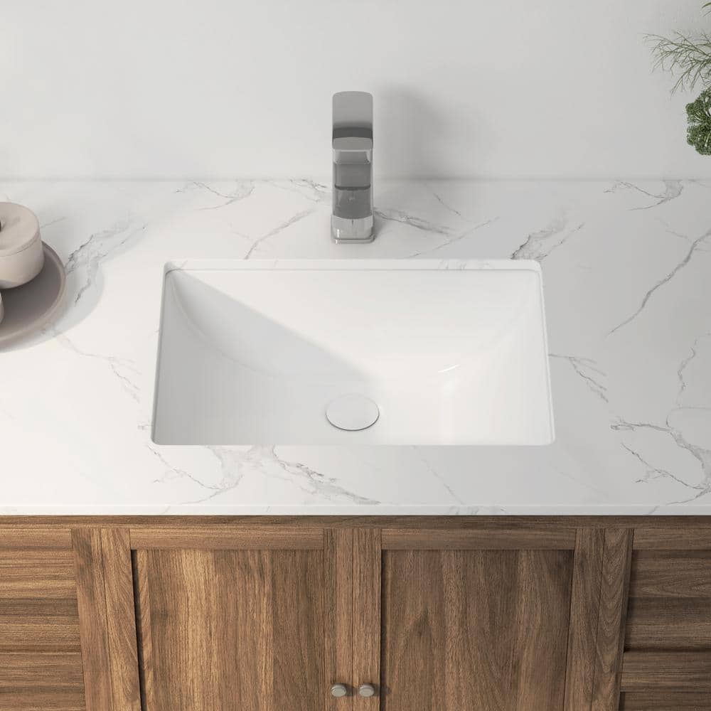 Denbigh 18" White Ceramic Rectangular Undermount Bathroom Sink