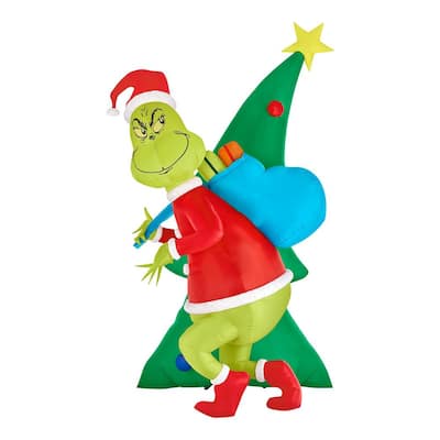 Grinch 9 ft. LED Grinch with Merry Christmas Letters Inflatable 23GM82683 -  The Home Depot