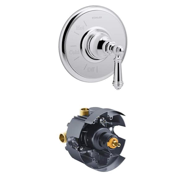Artifacts Wall-Mount Tub and Shower Faucet Trim Kit in Polished Chrome and Rite-Temp Pressure-Balancing Valve Kit