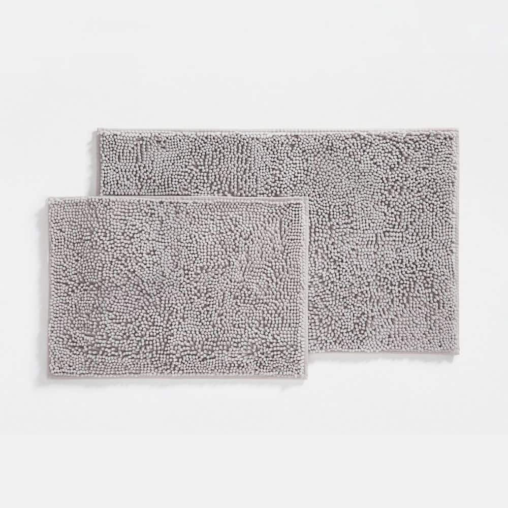 Becky Cameron Ultra Soft Light Gray Chenille 2-Piece Bath Mat Set SHP ...