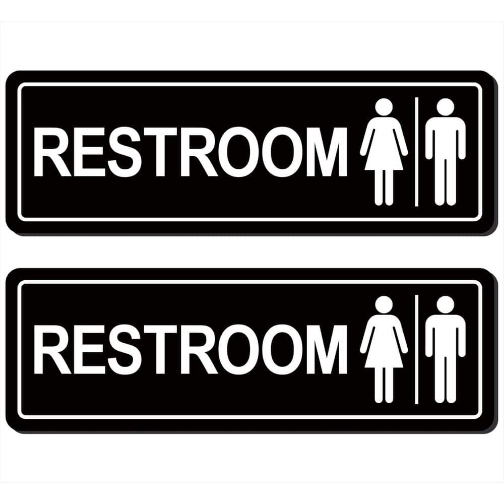 2-Pack Frosted Acrylic Black White Modern Commercial Restroom Sign Self-Adhesive Bathroom Door Sign price history on PriceWatchPro