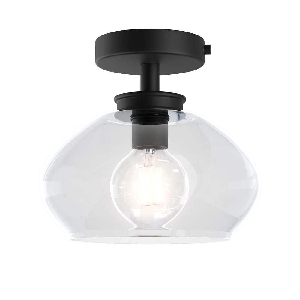 Kinsmon 10 in. Plug and Play 1-Light Matte Black Semi Flush Mount with SkyPlug price history on PriceWatchPro