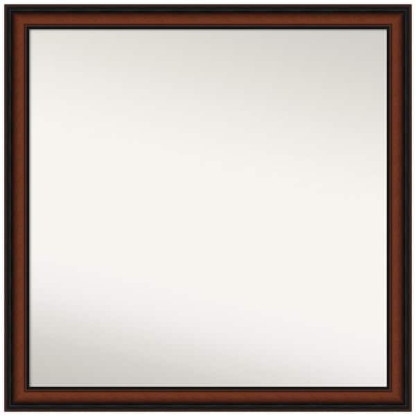 Amanti Art Cyprus Walnut Narrow 29 in. x 29 in. Non-Beveled Classic Square Wood Framed Wall Mirror in Cherry