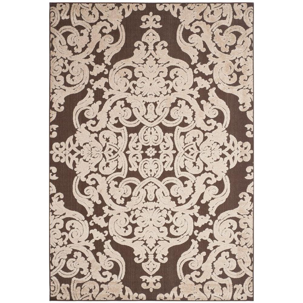 SAFAVIEH Monroe Brown 7 ft. x 10 ft. Floral Indoor/Outdoor Patio Area