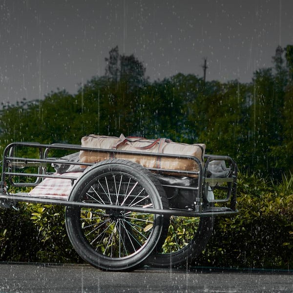 Bike Cargo Trailer, 3.94 cu. ft. Capacity,Heavy-Duty Bicycle Wagon Cart. Metal, Foldable for Compact Storage