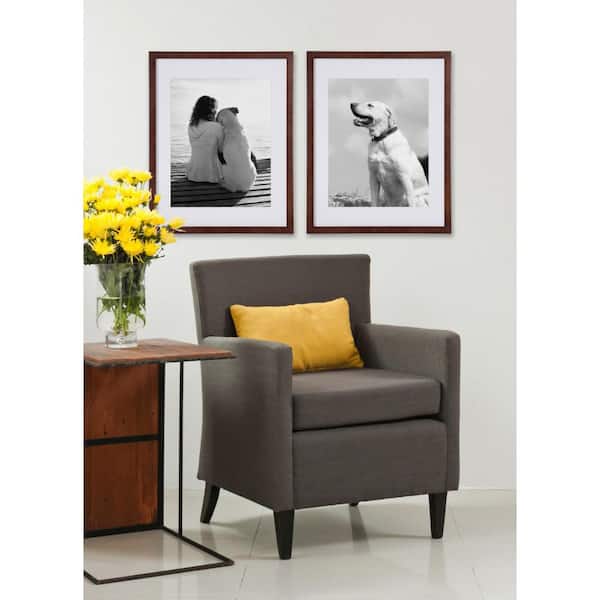 Gallery 14 in. x 18 in. Matted to 11 in. x 14 in. Walnut Brown Picture Frame (Set of 2)