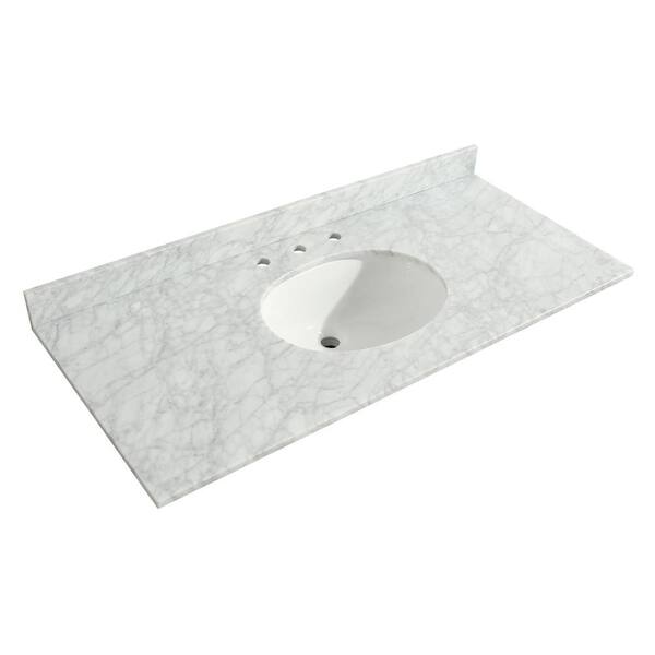 Wyndham Collection Tamara 48 in. W x 22 in. D Marble Single Basin Vanity Top in White with White Basin