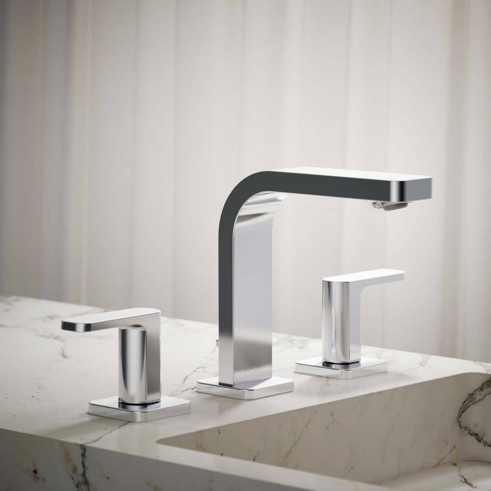 Polished Chrome Modern Widespread Bathroom Faucet with Lever Handles