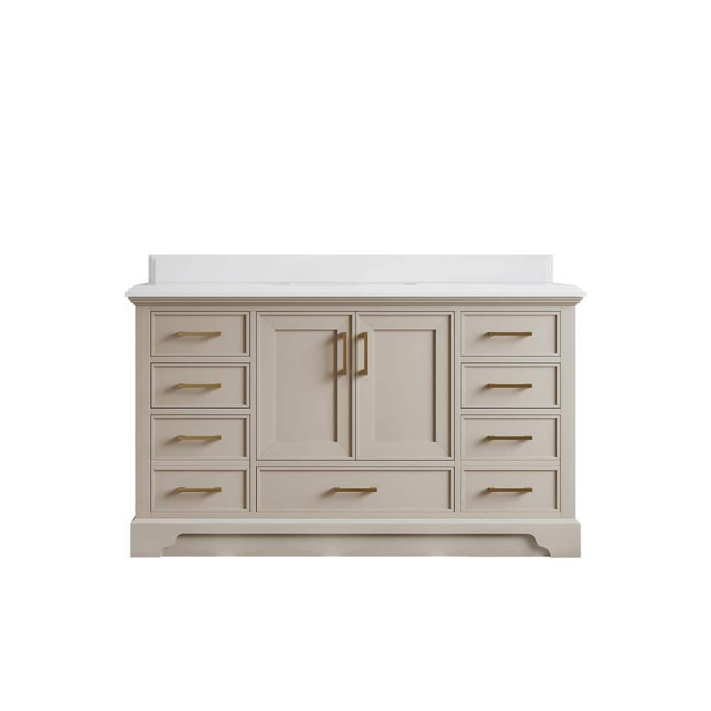 Charlotte 60 in. Single Sink Freestanding Fine Grain Bath Vanity with White Qt. Top Unassembled price history on PriceWatchPro
