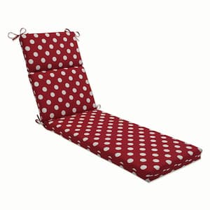 21 x 28.5 Outdoor Chaise Lounge Cushion in Red/White Polka Dot