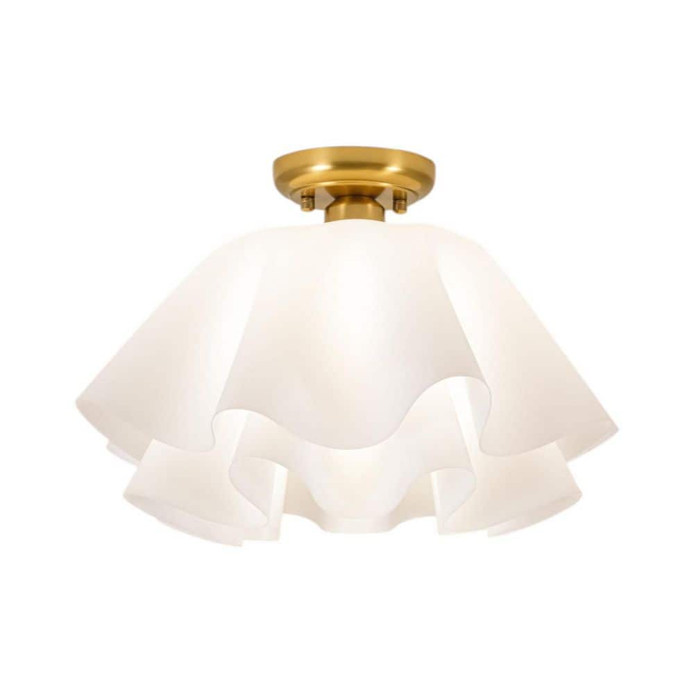 Ollie 17 in. W 1-Light Brushed Brass Modern Round Double-Layer Shaded Flush Mount Ceiling Light price history on PriceWatchPro