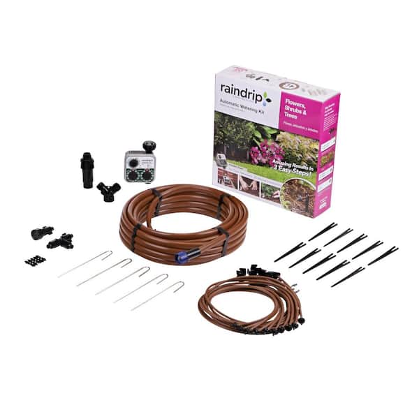 raindrip Automatic Watering Kit with Timer for Flowers, Shrubs, and Trees