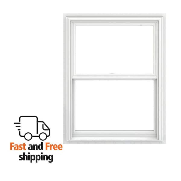 V-2500 Series 33.5 in. x 48 in. Double Pane Double Hung Vinyl Low-E White Nail Fin Frame New Construction Window