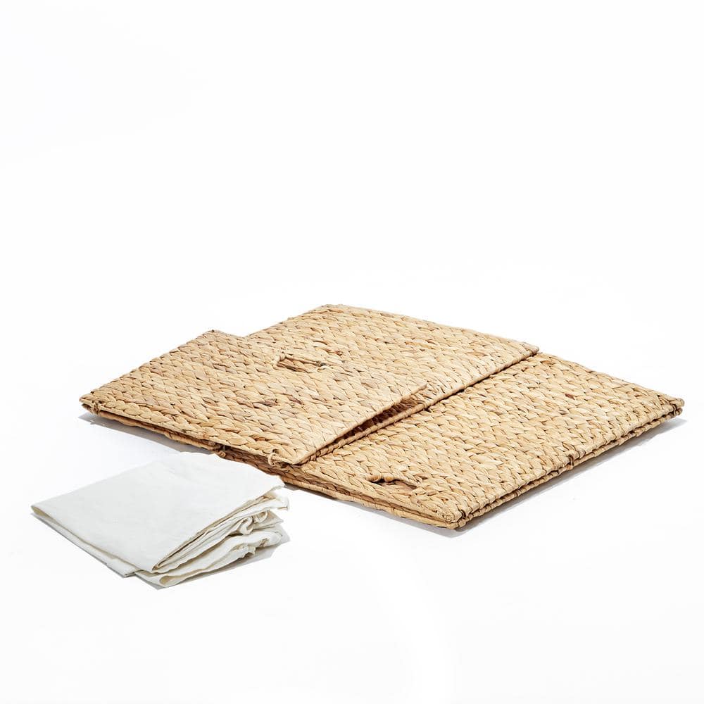 Seville Classics Sustainable Handwoven Lidded Hamper Sorter, Water Hyacinth