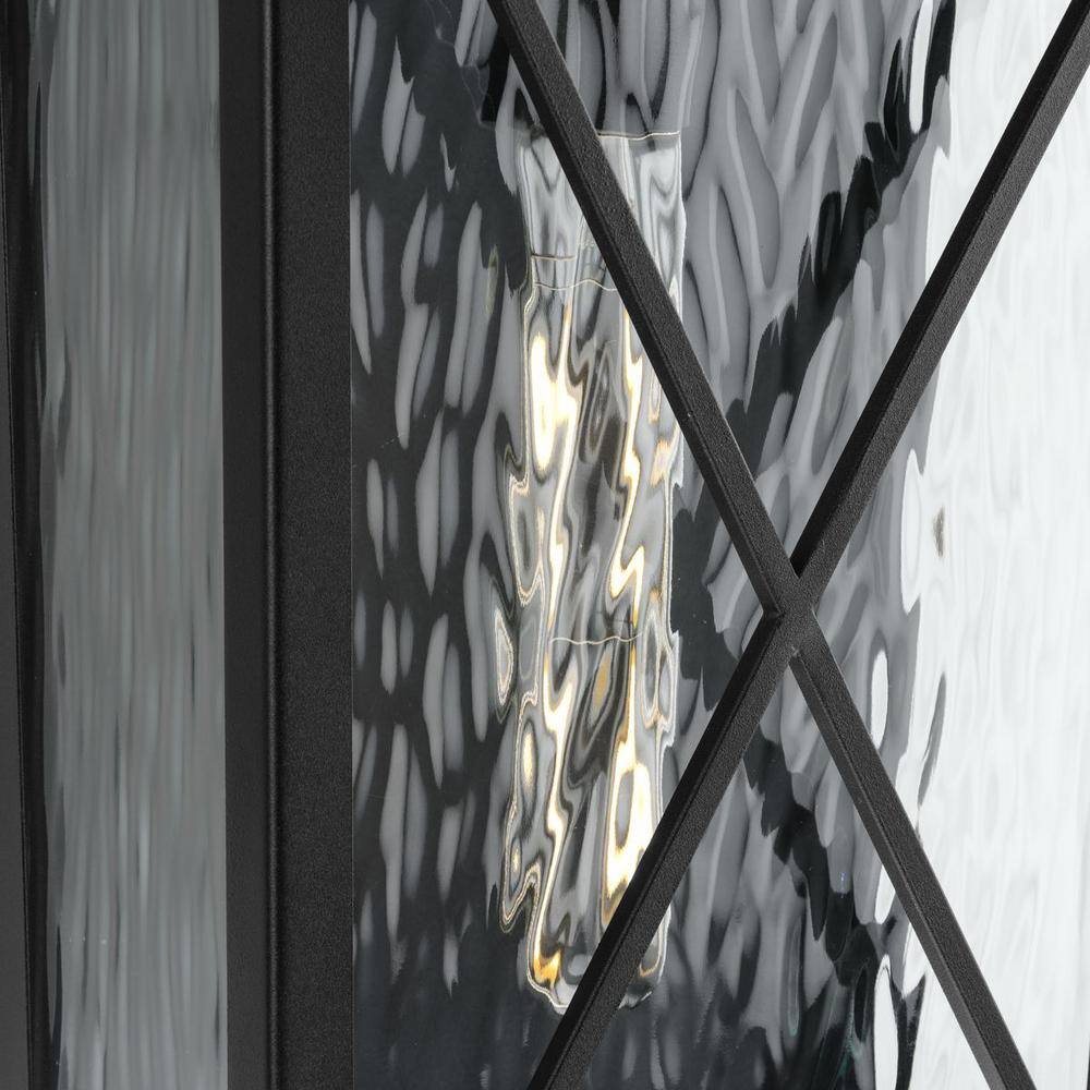 Wakeford Black Steel Outdoor Wall Lantern with Water Glass Shade