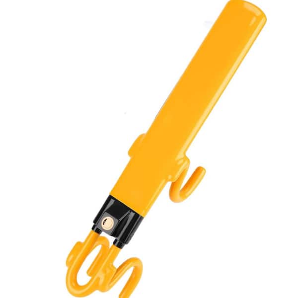 Heavy Duty Antitheft Steering Wheel Lock Device with Adjustable Locking and 3-Keys Yellow for Vehicle Security