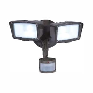 180-Degree Bronze Motion Activated Sensor Twin-Head Outdoor Integrated LED Security Flood Light