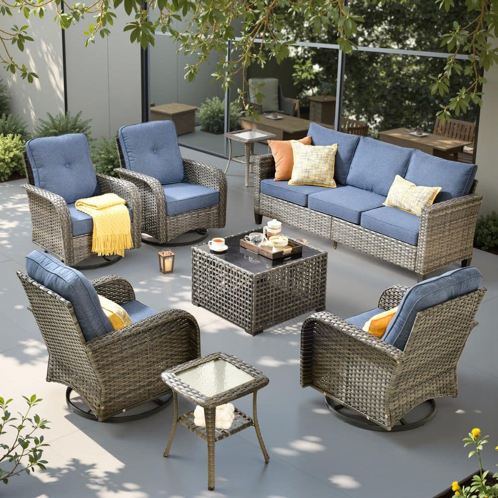XIZZI Iridescent 8 Pieces Wicker Outdoor Patio and Swivel