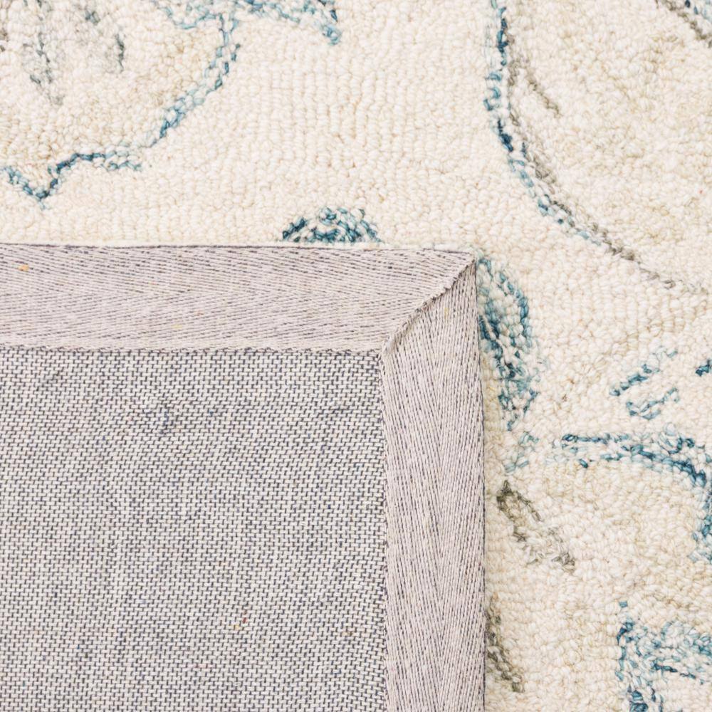 Ivory and Blue Handmade Wool Tufted Rectangular Rug, 3' x 5'