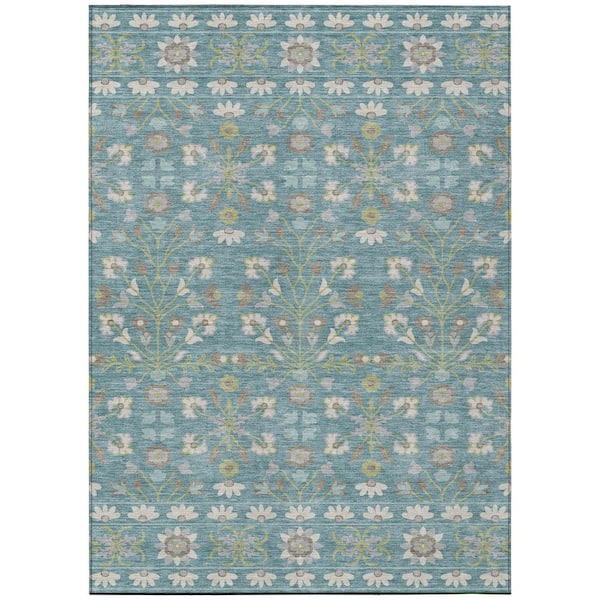 Chantille Machine Washable Indoor/Outdoor Abstract ACN3048 Teal 9 ft. x 12 ft. Area Rug