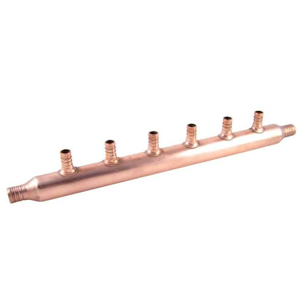 SharkBite 3/4 in. PEX Barb x 1/2 in. Barb Copper 6-Port Open Manifold Fitting