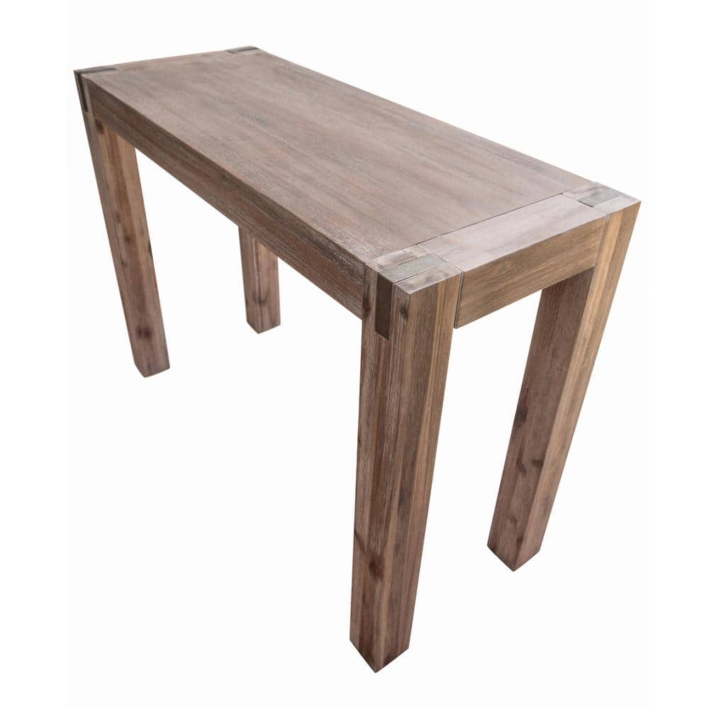 Woodstock Acacia Wood and Bronze Media Console Table, Brushed Driftwood