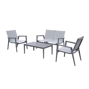 4-Piece Gray Coffee Table and 3 Chairs Set
