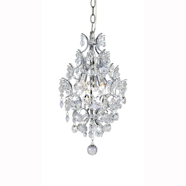 Hampton Bay 3-Light Chrome Branches Hanging Kitchen Pendant Light with Crystals