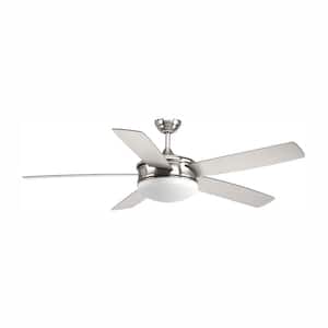 Fresno 60 in. Indoor Integrated LED Brushed Nickel Modern Ceiling Fan with Remote for Living Room and Bedroom