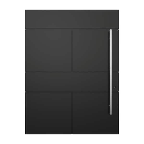 60 in. x 80 in. Lugano Black Aluminum Prehung Pivot Entry Door with Hardware