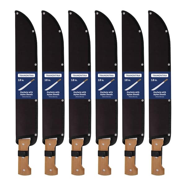 Tramontina 18 in. 6-Piece Machete with Carbon Steel Blade and Wood Handle with Nylon Sheath
