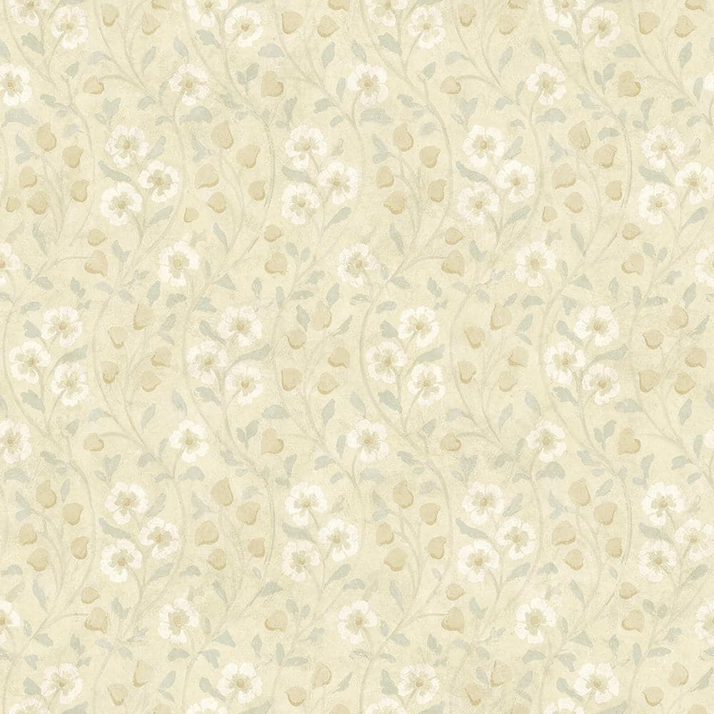 Patsy Beige Floral Pre-pasted Non-Woven Blend Wallpaper