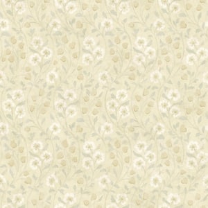 Patsy Beige Floral Beige Paper Strippable Roll (Covers 56.4 sq. ft.)