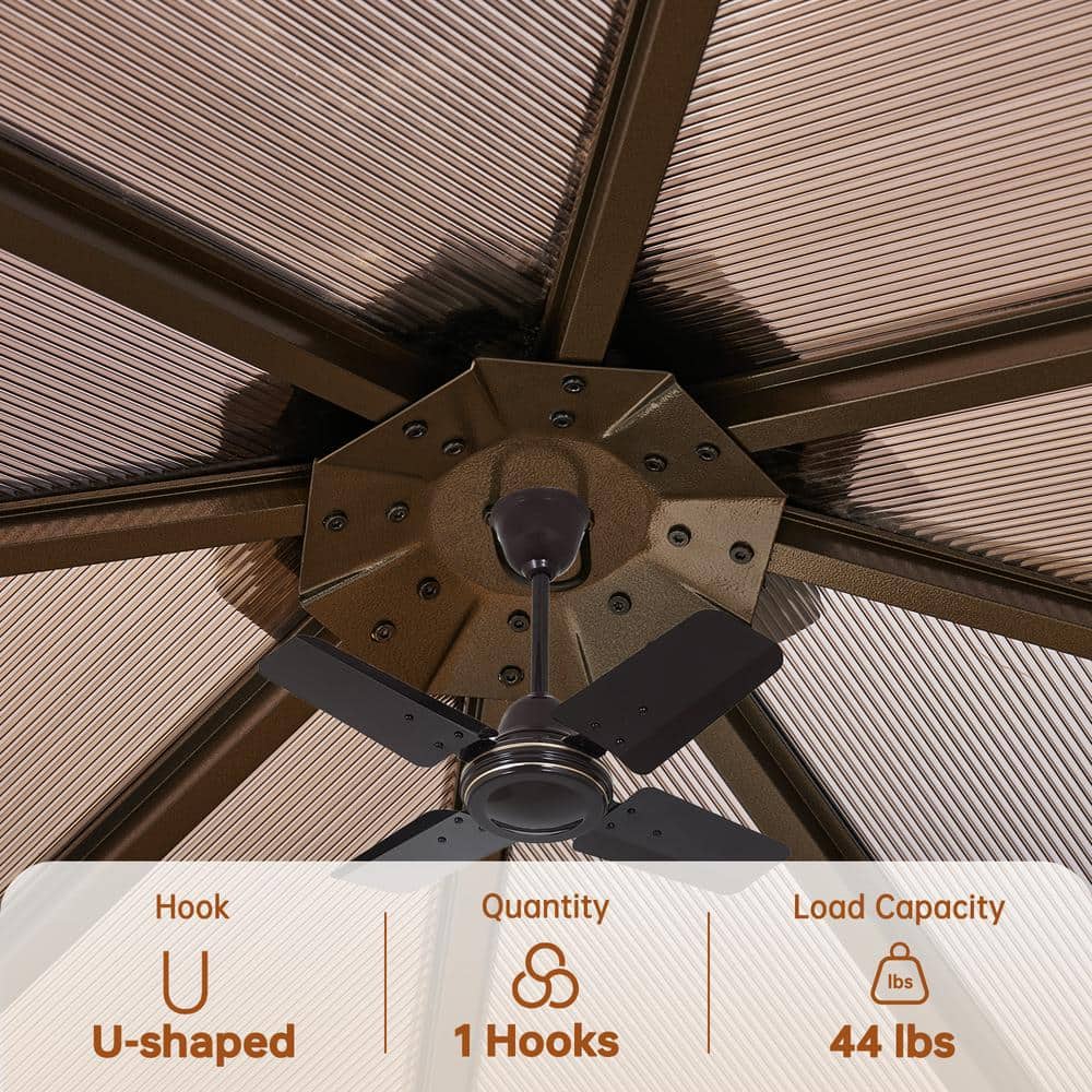Aoxun 10' x 10' Brown Aluminum Gazebo with Curtains and Netting