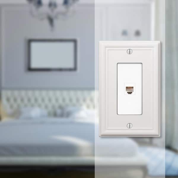Ascher 1 Gang Phone Steel Wall Plate - White