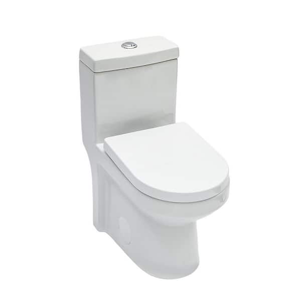 Ceramic 1-Piece Toilet 12-inch Rough-In 1.1/1.6 GPF Dual Flush Siphon Jet Elongated Toilet in White Seat Included