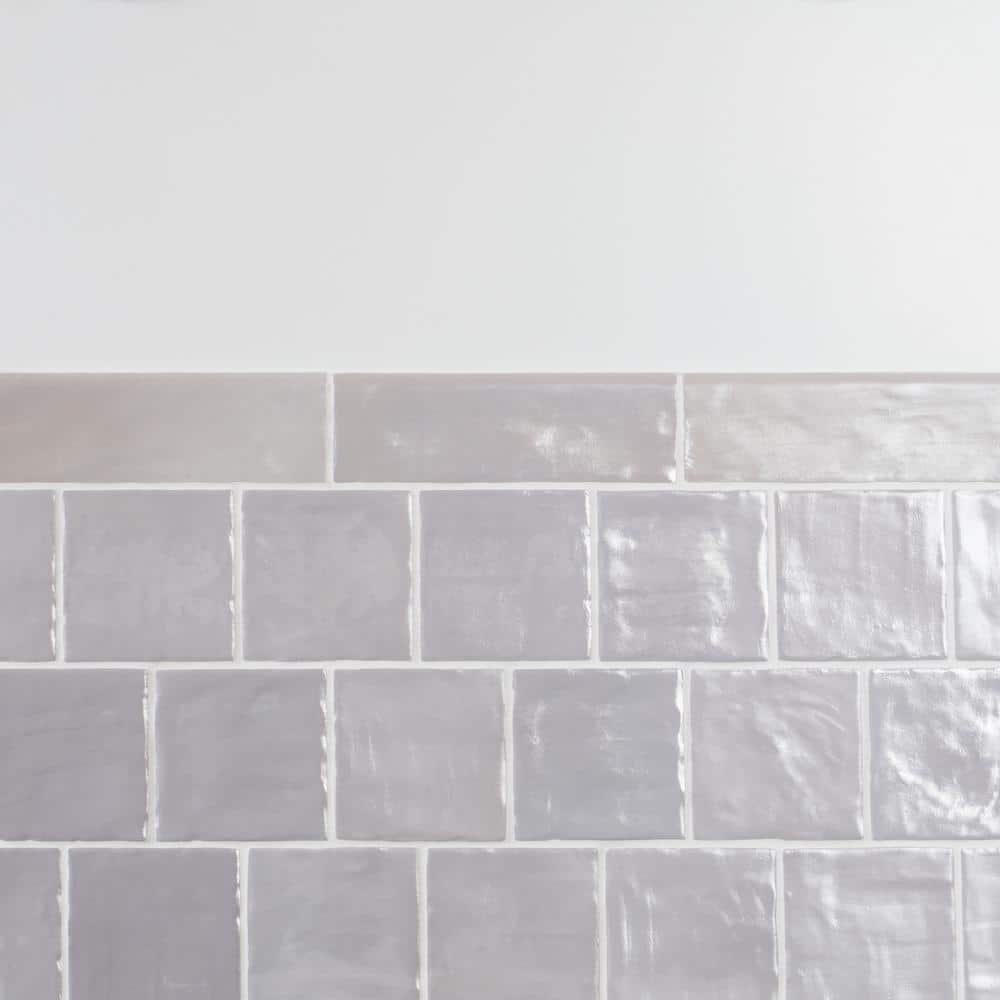 Amagansett Fog Gray Ceramic Bullnose Wall Tile Trim 2x8