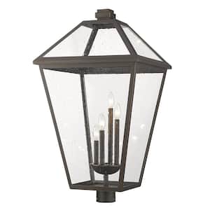 Talbot 4-Light Oil Rubbed Bronze Stainless Steel Hardwired Outdoor Weather Resistant Post Light with No Bulbs Included