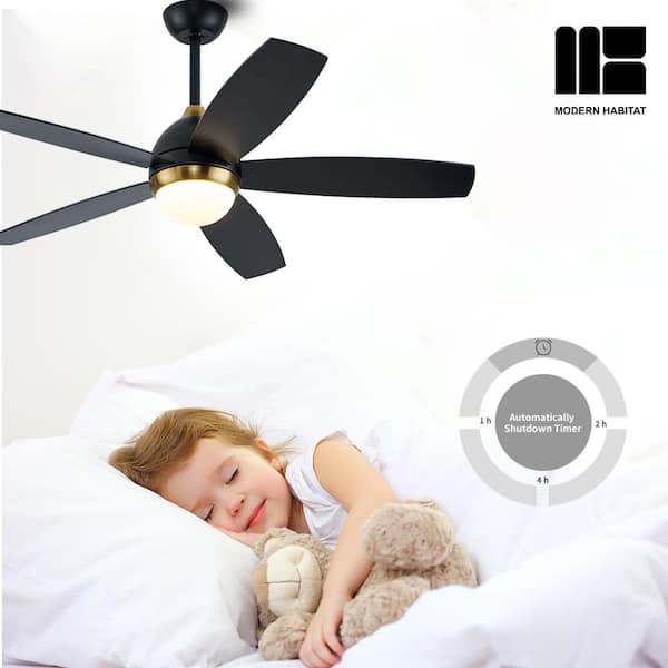 MODERN HABITAT WhisperBloom 52 in. Indoor Satin Brass Ceiling Fan 